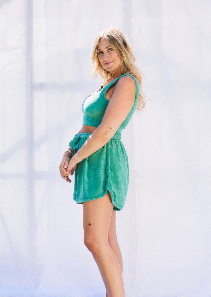 Cropped Frottee Tank Emerald