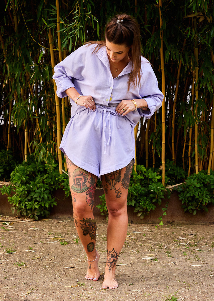 Leinen-Baumwoll-Shorts Lavender